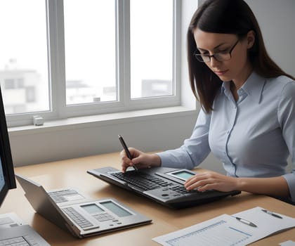 Accountant, Analyst, Business, Investment, concept, Business woman working in office, Generative Ai