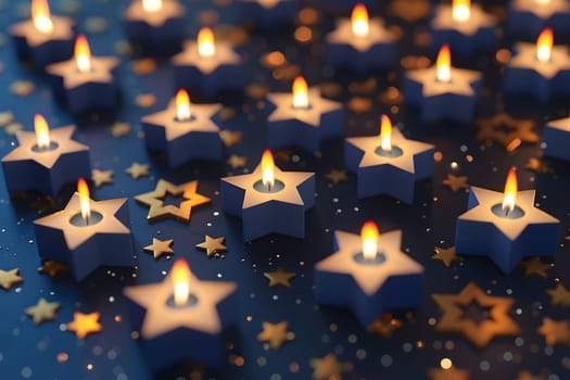 Hanukkah candle, Pattern of Hanukkah celebrate and festival, Pattern flat and template 3d design, Generative Ai