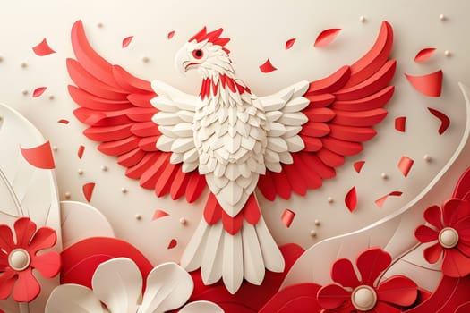 Independence Day Indonesia, Symbol, Template 3D Design, Generative Ai