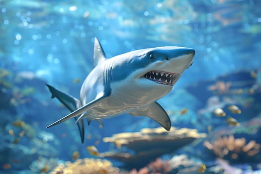 World Oceans Day, Shark, To celebrate and raise awareness of the world's oceans Let's work together to conserve the sea, Template 3d design, Generative Ai