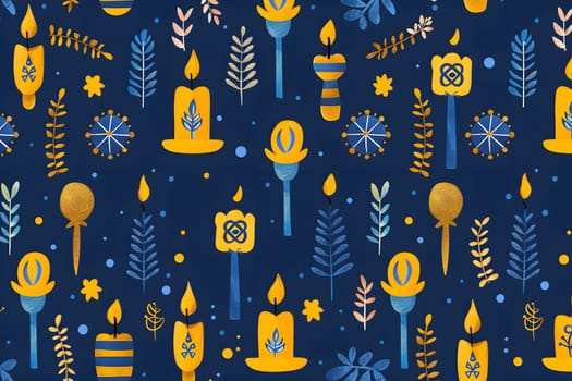 Hanukkah, Pattern of Hanukkah celebrate and festival, Pattern flat and template design, Generative Ai