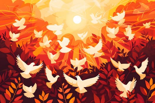Pentecost Sunday, The Roman Catholic Church therefore observes this day as the Feast of the Holy Spirit, And it is also the birthday of the church, Template design 3d style, Generative Ai