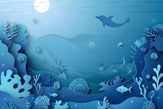 World Oceans Day, To celebrate and raise awareness of the world's oceans Let's work together to conserve the sea, Template design, Generative Ai