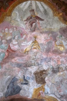 Main altar, fresco in the parish church of Svi Sveti in Sesvete, Croatia