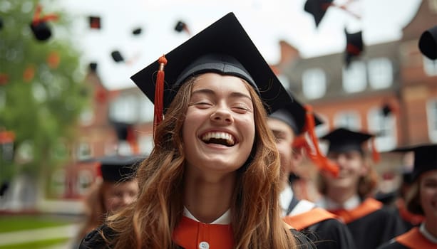 Group of Diverse International Graduating Students Celebrating. Diverse students celebrate graduation at high school. Academic journey festive
