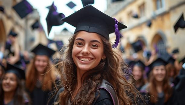 Group of Diverse International Graduating Students Celebrating. Diverse students celebrate graduation at high school. Academic journey festive