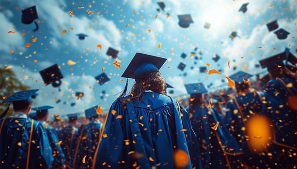 Group of Diverse International Graduating Students Celebrating. Diverse students celebrate graduation at high school. Academic journey festive