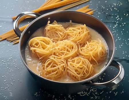 Spaghetti or Pasta Bolognese in tomato sauce on a ceramic plate, on a white background or table.