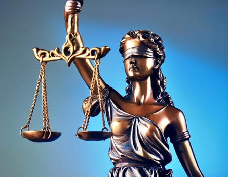 Ms. Justice. Statue of Justice on sky background. Law and legal concept