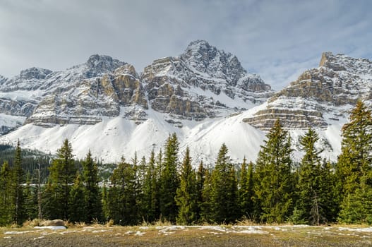 Beautiful winter view of Crowfoot Glacier in Banff National Park, Alberta, Canada