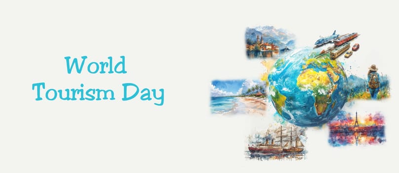World tourism day, travel around the world, lifestyle and freedom, holiday destination, famous sightseeing attractions