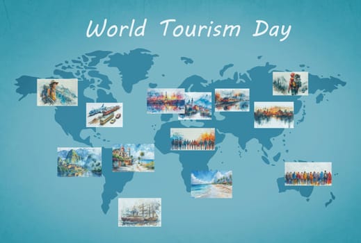 World tourism day, travel around the world, lifestyle and freedom, holiday destination, famous sightseeing attractions
