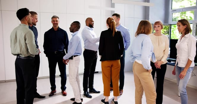 Business Communication In Office And Teamwork. Standing Meeting
