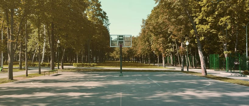 Empty street basketball court. For concepts such as sports and exercise, and healthy lifestyle