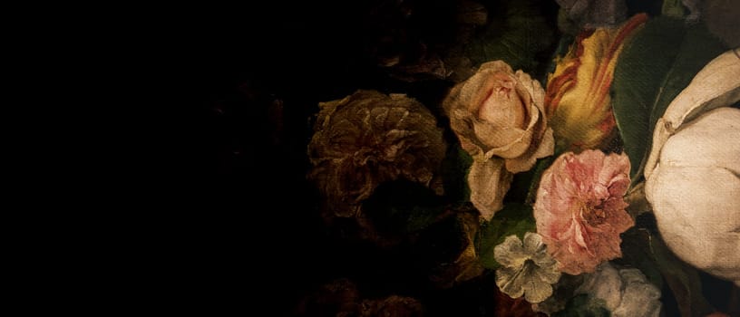 Grunge baroque flowers background. Antique design, floral ornament, romantic style