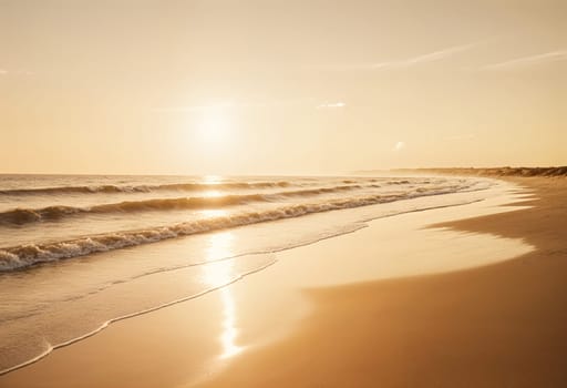 AI generated of a beach with waves and sand at sunset