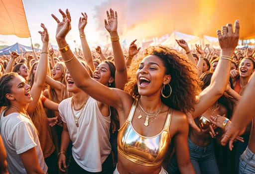 AI generated of a crowd of people in rave music festival