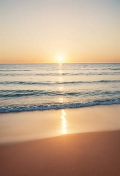 AI generated of a beach with the sun setting over the ocean