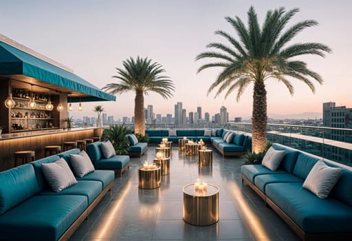 AI generated of the rooftop lounge at the hotel la brea