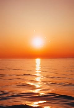 AI generated of sunset over the ocean on the orange sky