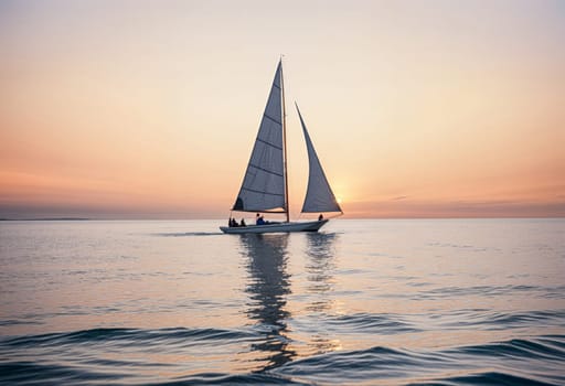 AI generated of a sailboat is sailing on the ocean at sunset