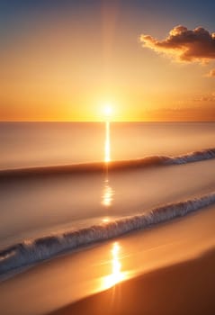 AI generated of a sunset is reflected on the water and the sun is shining on the horizon