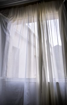 Detail of fabric curtains, privacy and decoration in the home