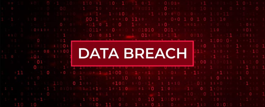 Digital Binary Code on Dark Red. Data Breach Concept