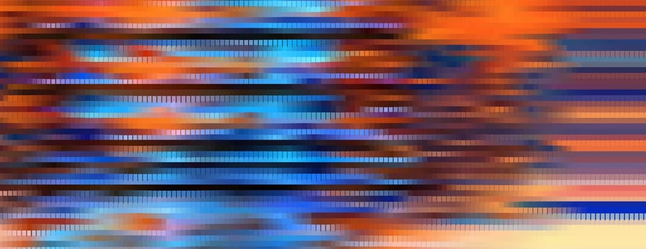 Trendy line art pattern with glitch on dark background. Modern style vector. Abstract blue geometric element