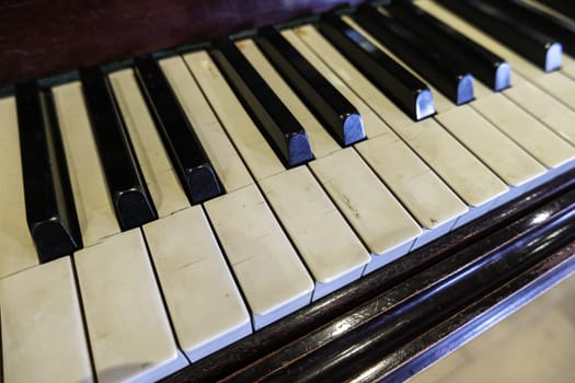 Detail of old abandoned and unused musical instrument