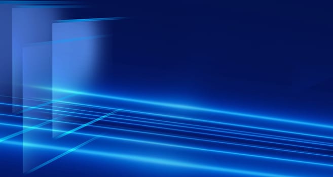 Abstract blue background with light effect and screens. 3d illustration