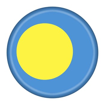 A Palau flag button 3d illustration with clipping path blue Pacific Ocean gold full moon