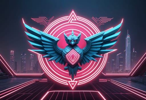 AI generated of a colorful garuda bird with wings on a circuit board