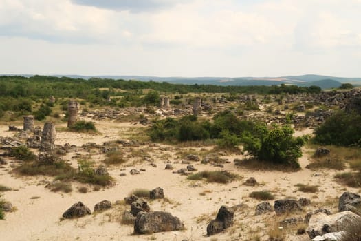 View over the stone forest of Pobiti Kamani near Varna, Bulgaria 2022