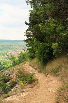 The hiking trail along the Garga Bair Hill offers a scenic view over Veliko Tarnovo, Bulgaria 2022