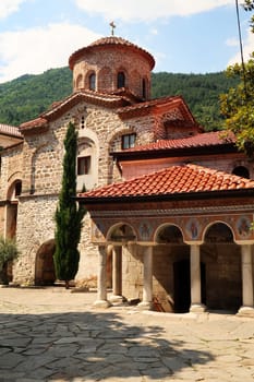 The Church St., Saint Archangels Michael and Gabriel in one of the courtyards of the Bachkovo Monastery, close to Plovdiv, Bulgaria 2022