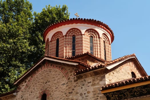 The roof, cupola, dome of the St., Saint Nicolas, Nikola Church in one of the courtyards of the Bachkovo Monastery, close to Plovdiv, Bulgaria 2022