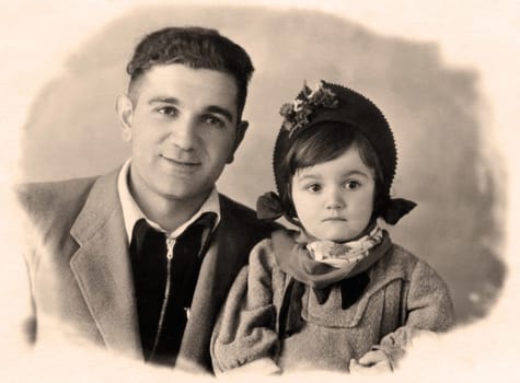 Vintage family portrait.The shot was taken around 1958 year.