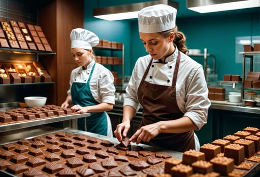 AI generated of two women in chef hats working in a kitchen