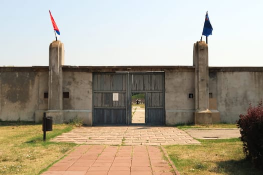The entrance gate to the Red Cross, Crveni Krst Concentration Camp in Nis, Serbia 2022