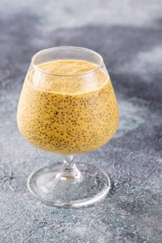 Chia pudding with mango pulp and almond milk