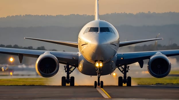 Airplane in the airport after take off