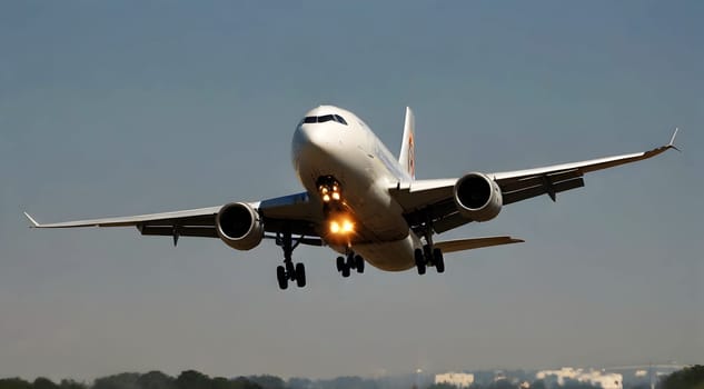 Airplane in the airport after take off