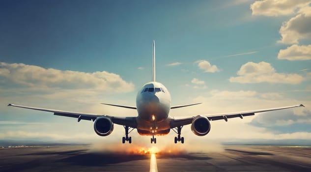 Airplane in the airport after take off