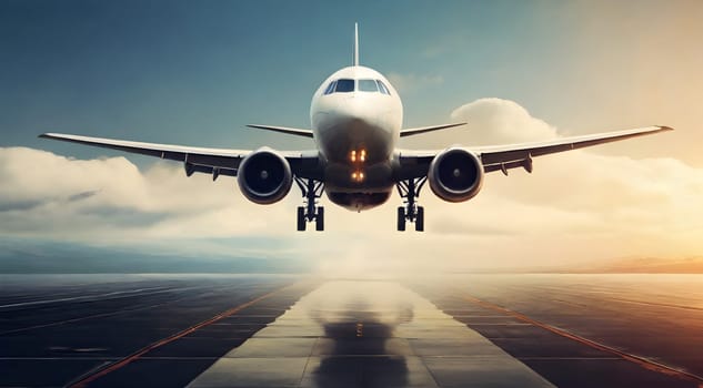 Airplane in the airport after take off