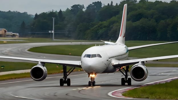 Airplane in the airport after take off