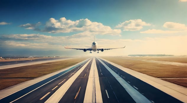 Airplane in the airport after take off