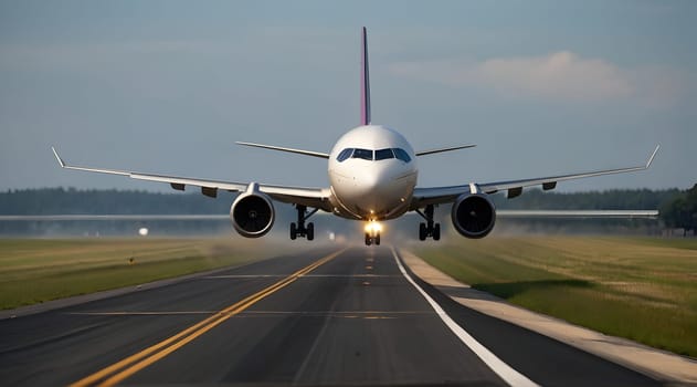 Airplane in the airport after take off