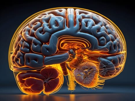 Abstract view of the brain MRi scan Xray