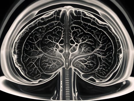 Abstract view of the brain MRi scan Xray